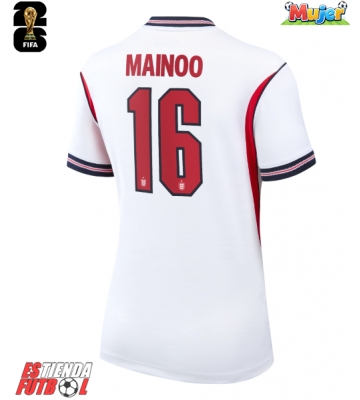 Inglaterra Kobbie Mainoo #16 Primera Equipación Mujer Mundial 2026 Manga Corta